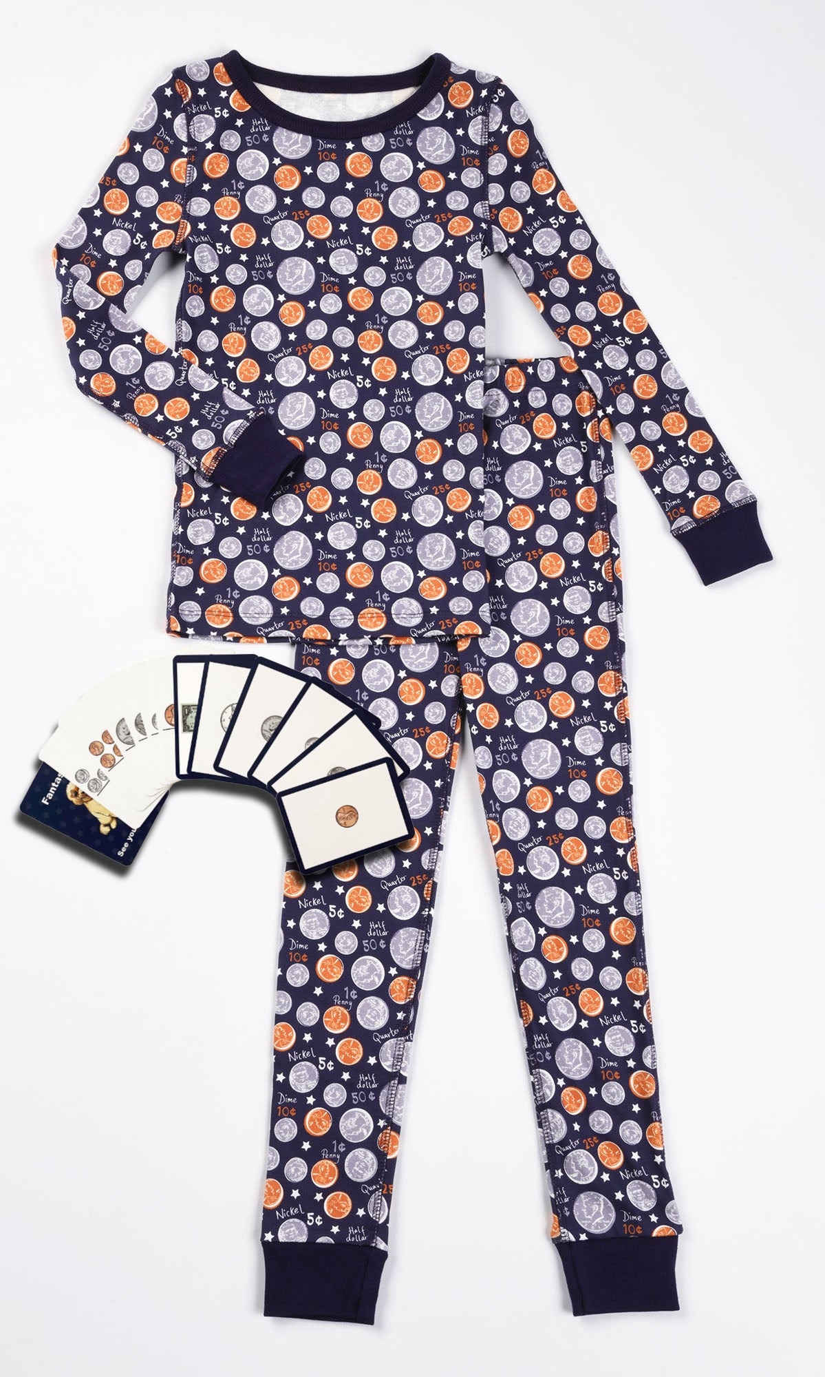 Smart Dreams Money pajamas with matching flash cards